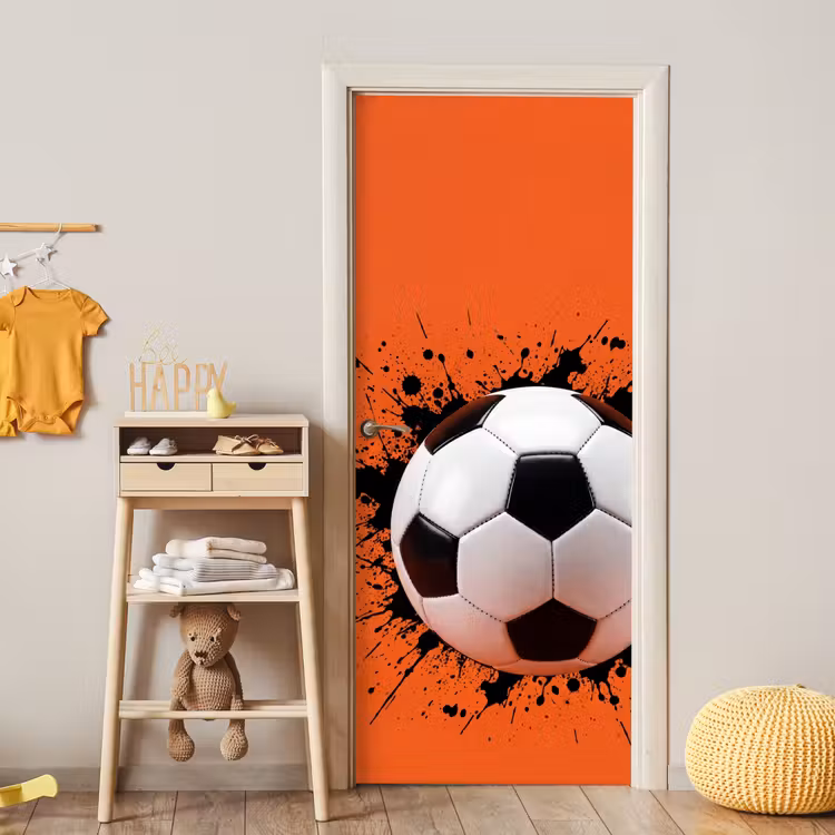 Voetbal - Verf - Sport - Oranje deurposter klein -sfeer4