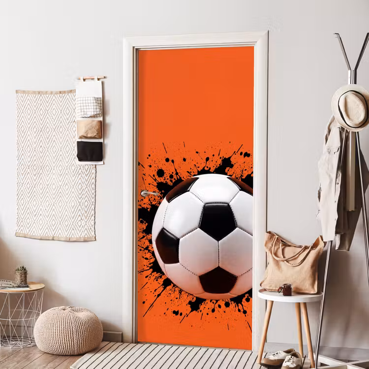 Voetbal - Verf - Sport - Oranje deurposter klein -sfeer6