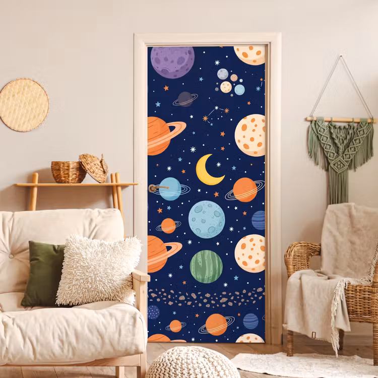Ruimte - Planeten - Kleurrijk deurposter klein -sfeer2