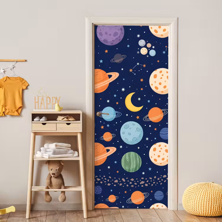 Ruimte - Planeten - Kleurrijk deurposter klein -sfeer4