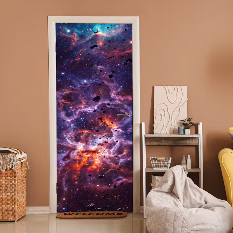 Space - Stars - Abstract - Colorful deurposter klein -sfeer1