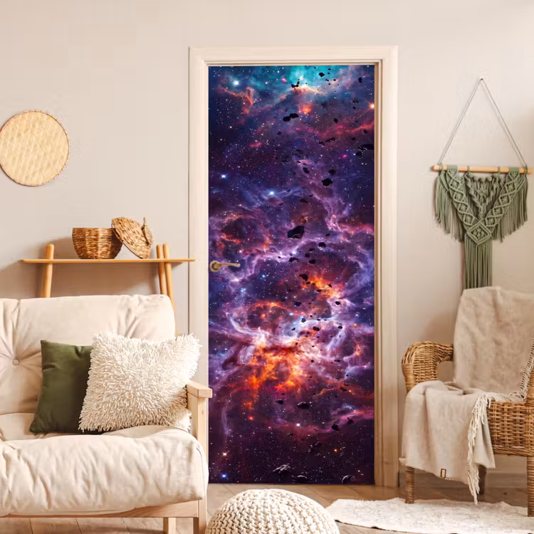 Space - Stars - Abstract - Colorful deurposter klein -sfeer2
