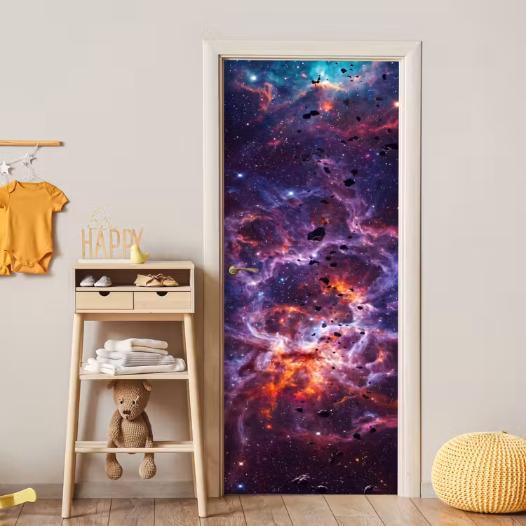 Space - Stars - Abstract - Colorful deurposter klein -sfeer4