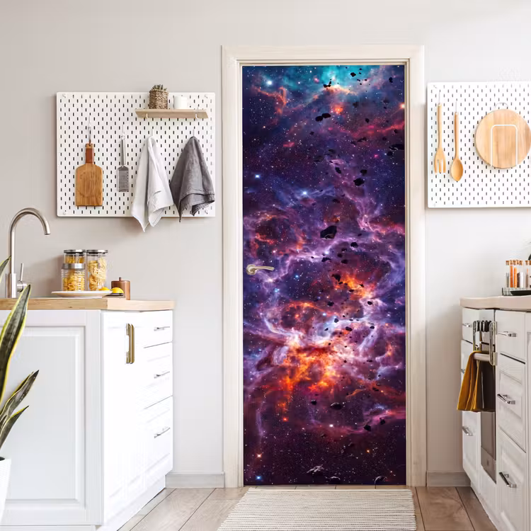 Space - Stars - Abstract - Colorful deurposter klein -sfeer5