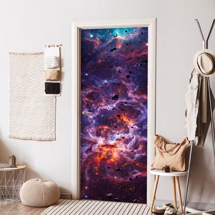 Space - Stars - Abstract - Colorful deurposter klein -sfeer6