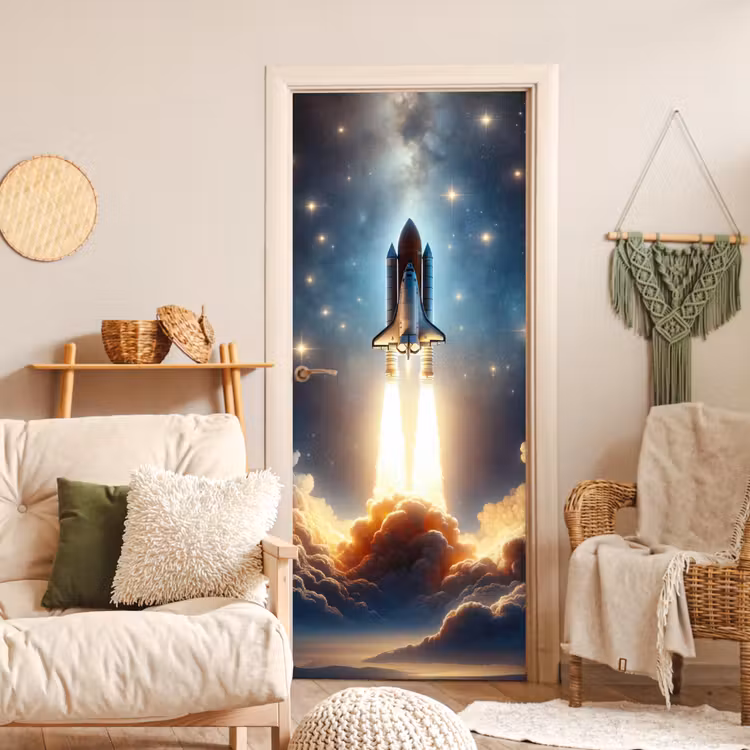 Ruimtevaart - Raket - Space - Sterren deurposter klein -sfeer2