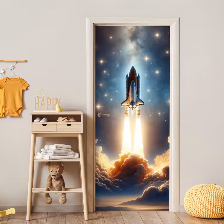 Ruimtevaart - Raket - Space - Sterren deurposter klein -sfeer4