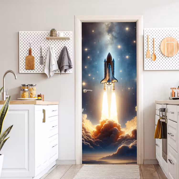 Ruimtevaart - Raket - Space - Sterren deurposter klein -sfeer5