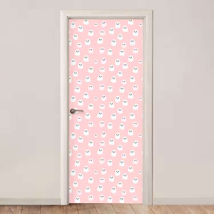 Spookjes - Patroon - Roze deurposter klein 289 -3d_beige