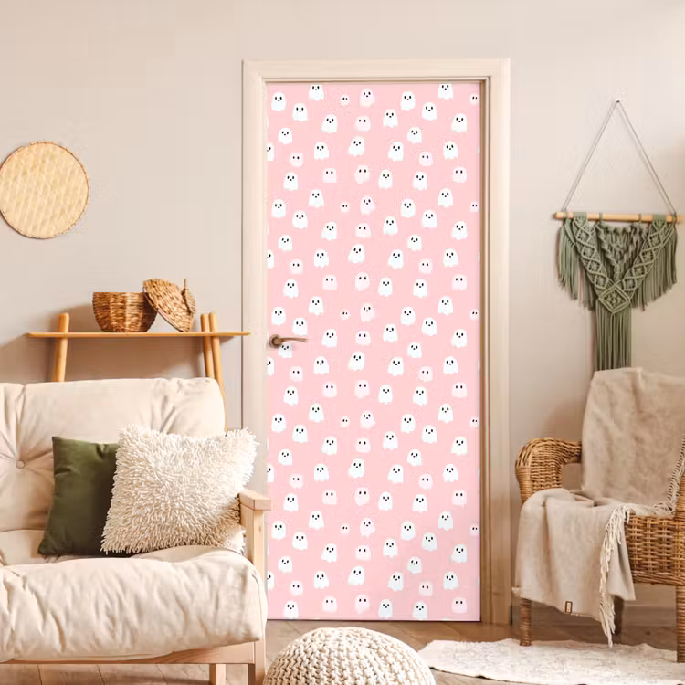 Spookjes - Patroon - Roze deurposter klein 289 -sfeer2