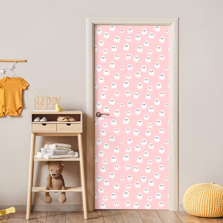 Spookjes - Patroon - Roze deurposter klein 289 -sfeer4
