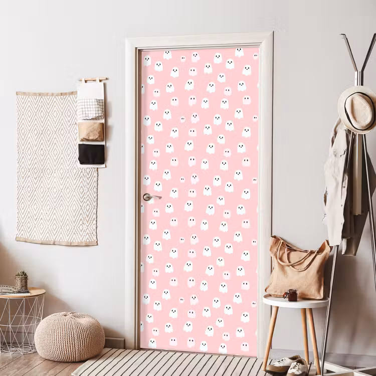 Spookjes - Patroon - Roze deurposter klein 289 -sfeer6