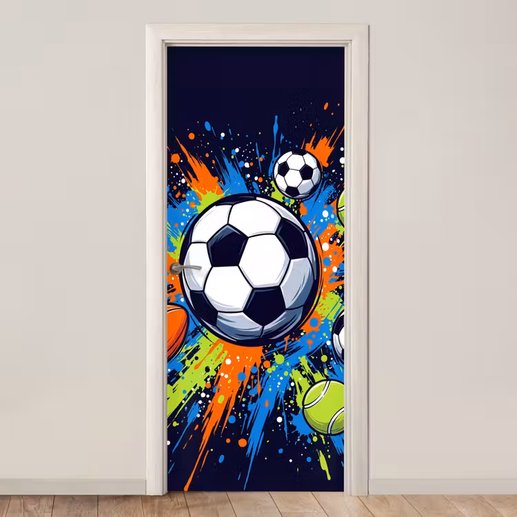 Sport - Ballen - Kleurrijk deurposter klein -3d_beige