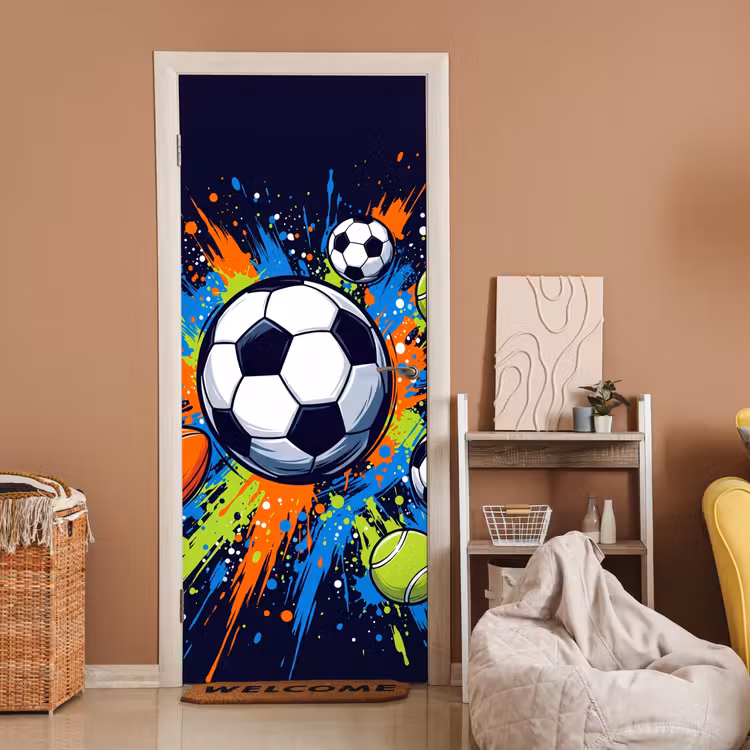 Sport - Ballen - Kleurrijk deurposter klein -sfeer1