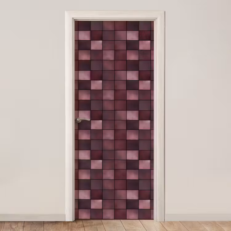 Vierkant - Tegel - Patroon - Paars deurposter klein 289 -3d_beige