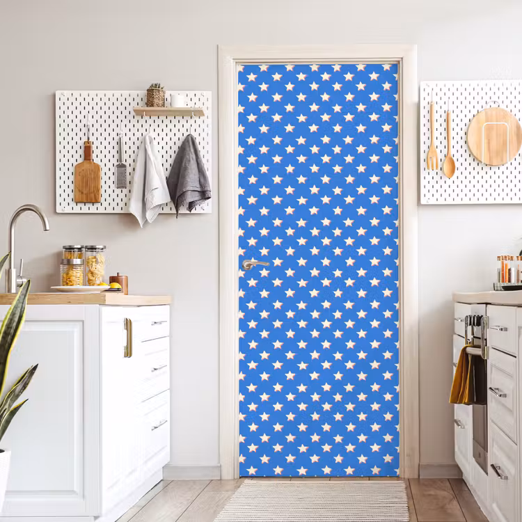 Sterren - Patroon - Blauw deurposter klein 289 -sfeer5