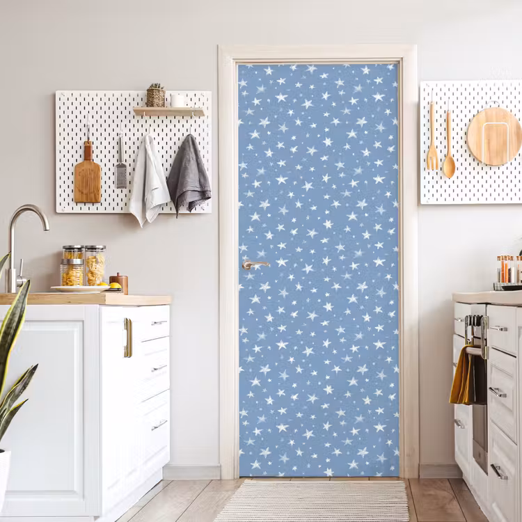 Sterretjes - Patroon - Blauw deurposter klein 289 -sfeer5