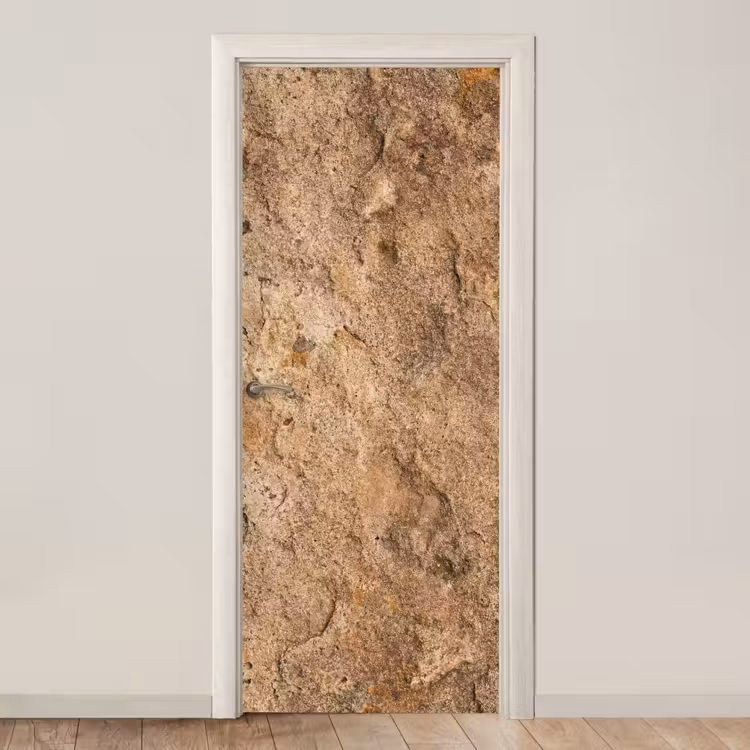 Steen - Natuur - Textuur - Abstract - Bruin deurposter klein -3d_beige