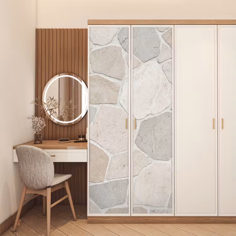 Steen - Patroon - Textuur - Beige deurposter klein -sfeer3