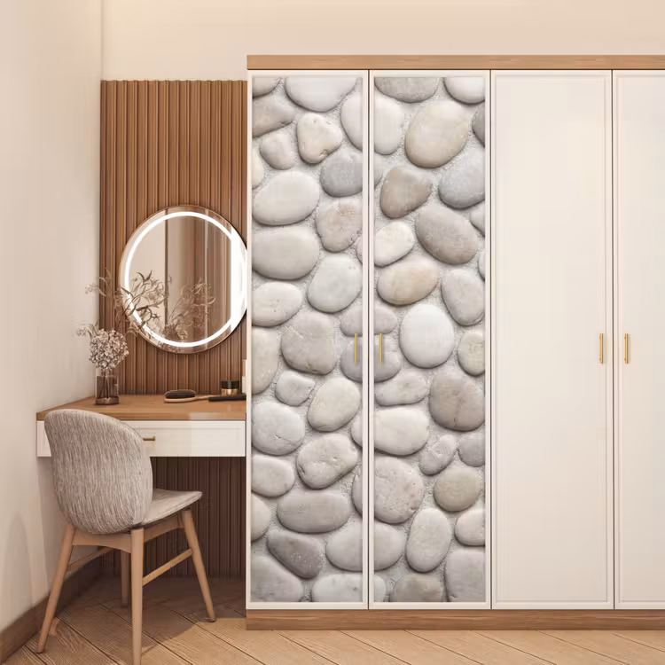 Steen - Kiezel - Natuur - Minimalistisch - Beige deurposter klein -sfeer3