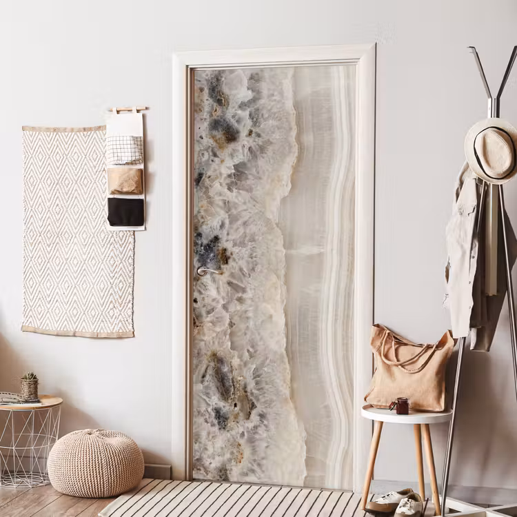 Steen - Textuur - Abstract - Beige - Wit deurposter klein -sfeer6