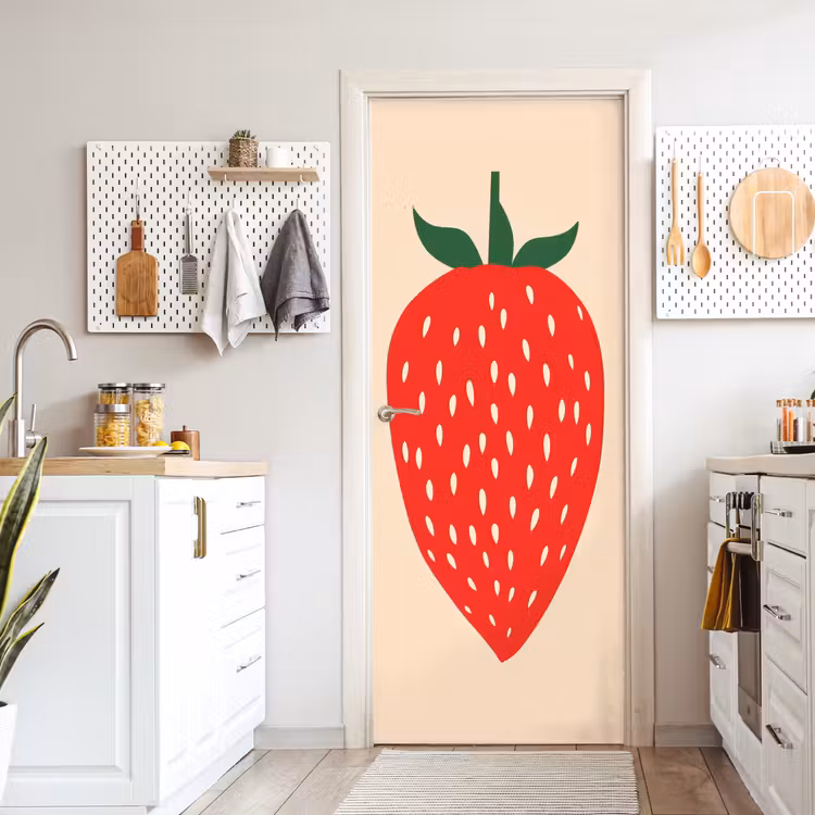Aardbei - Rood - Modern - Boho deurposter klein -sfeer5