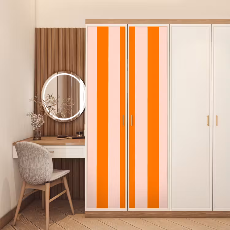 Strepen - Modern - Oranje deurposter klein 289 -sfeer3
