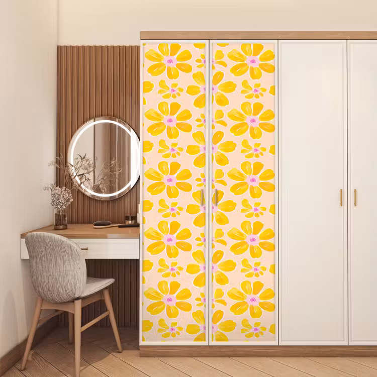 Zomers - Bloemen - Geel deurposter klein 289 -sfeer3