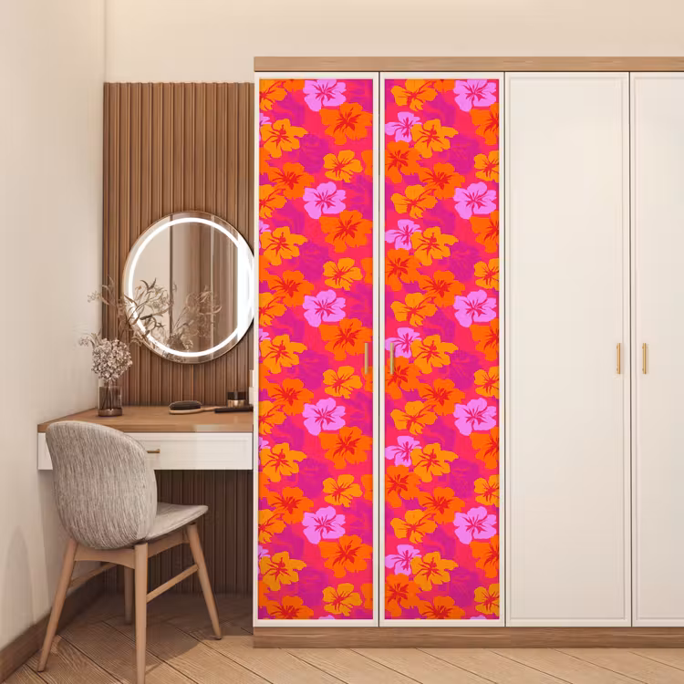 Zomers - Hibiscus - Kleurrijk deurposter klein 289 -sfeer3