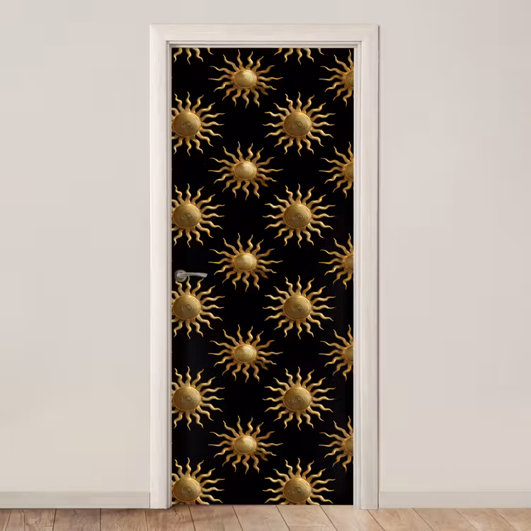 Zon - Patroon - Luxe - Goud - Zwart deurposter klein 289 -3d_beige