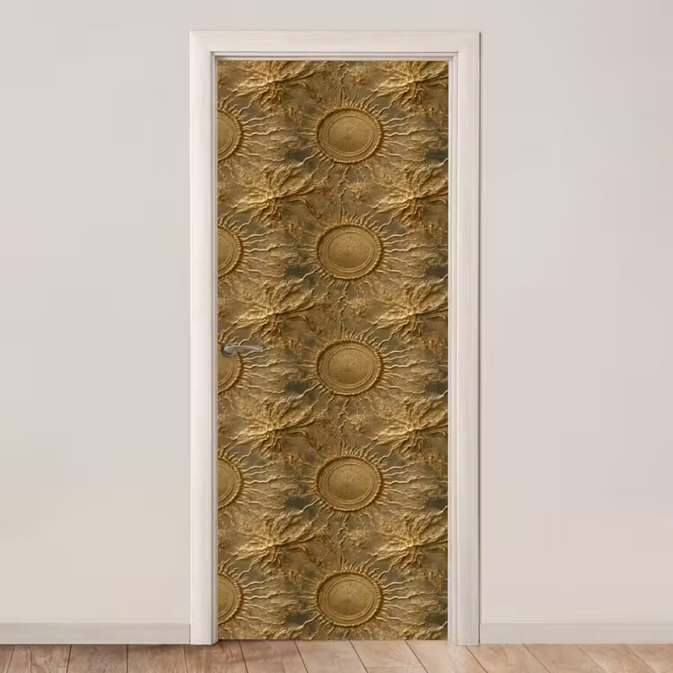 Zon - Reliëf - Antiek - Goud deurposter klein 289 -3d_beige