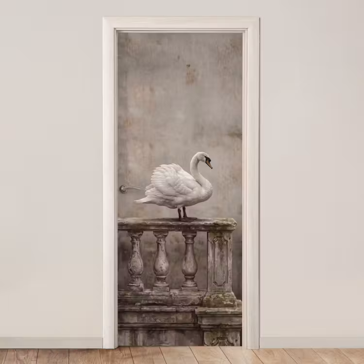 Zwaan - Elegant - Dieren - Wit deurposter klein -3d_beige