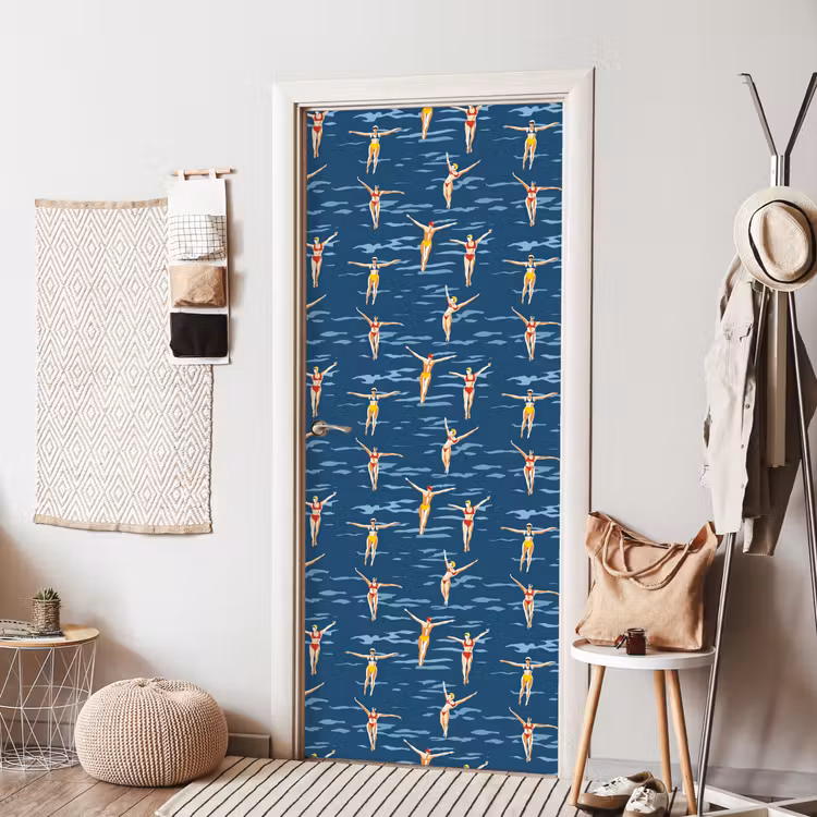 Zwemsters- Retro - Blauw deurposter klein 289 -sfeer6