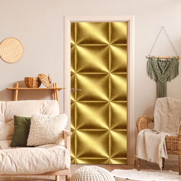 Textuur - Geborsteld Goud - Industrieel - Metallic deurposter klein 289 -sfeer2