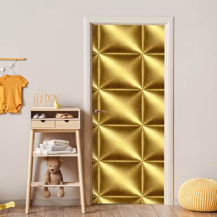 Textuur - Geborsteld Goud - Industrieel - Metallic deurposter klein 289 -sfeer4