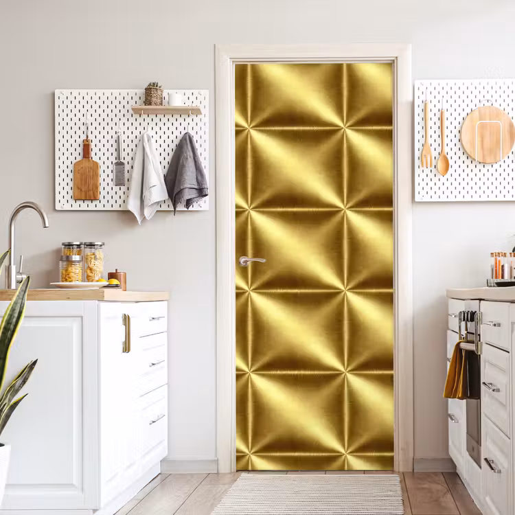Textuur - Geborsteld Goud - Industrieel - Metallic deurposter klein 289 -sfeer5