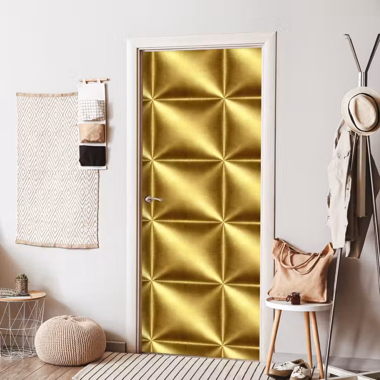 Textuur - Geborsteld Goud - Industrieel - Metallic deurposter klein 289 -sfeer6