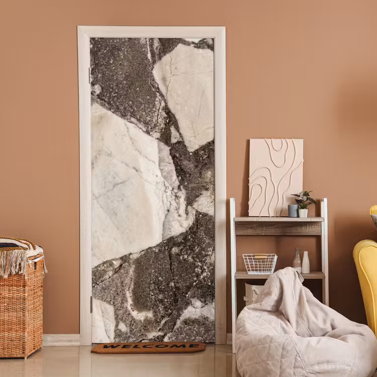 Textuur - Marmer - Abstract - Beige - Bruin deurposter klein -sfeer1