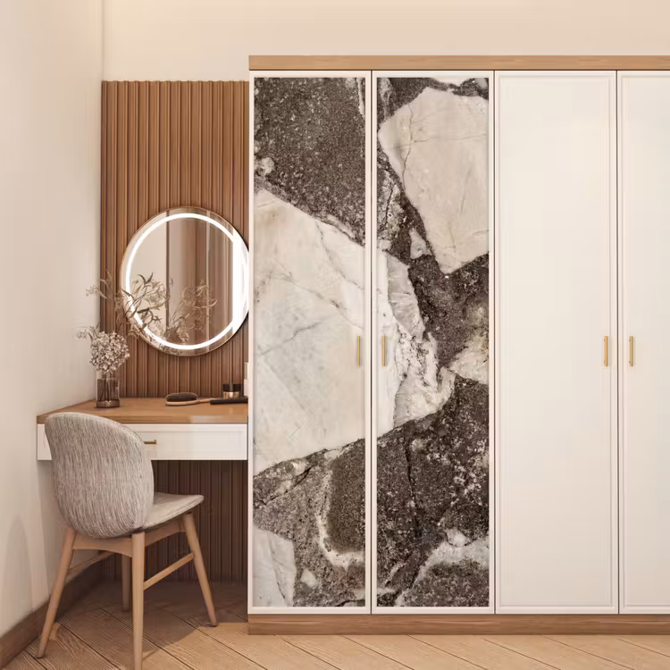 Textuur - Marmer - Abstract - Beige - Bruin deurposter klein -sfeer3