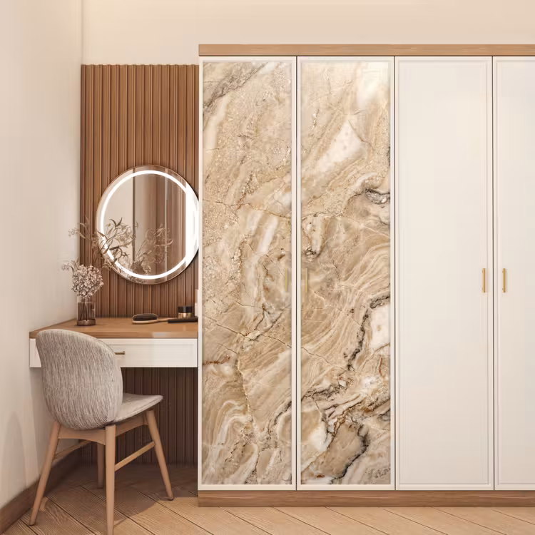 Textuur - Aders - Abstract - Modern - Beige deurposter klein -sfeer3