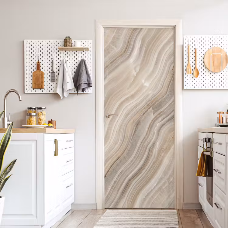 Textuur - Golvend - Abstract - Modern - Beige deurposter klein -sfeer5