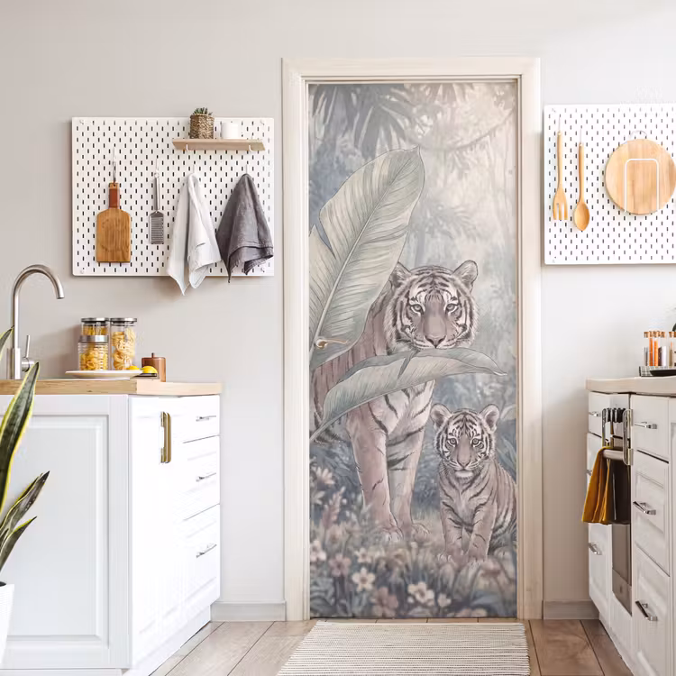 Tijger - Welp - Jungle - Illustratie - Dieren deurposter klein -sfeer5