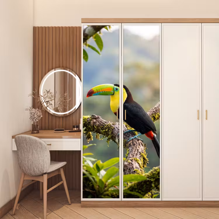 Toekan - Jungle - Natuur - Kleurrijk deurposter klein -sfeer3