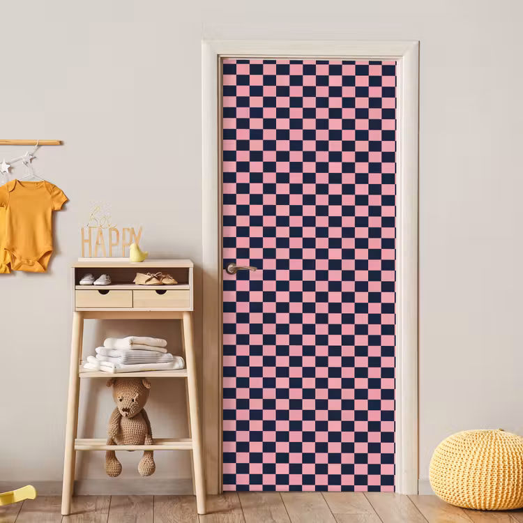 Traditioneel - Patroon - Blauw - Roze deurposter klein 289 -sfeer4