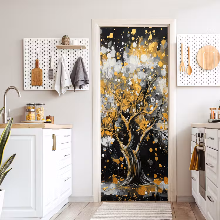 Boom - Zwart - Goud - Wit - Modern deurposter klein -sfeer5