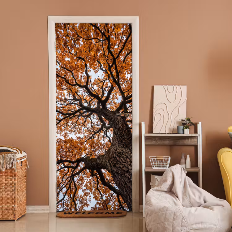 Boom - Bladerdak - Herfst - Oranje - Sfeervol deurposter klein -sfeer1