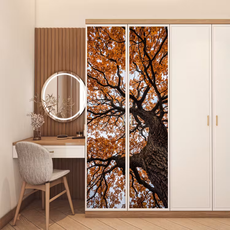 Boom - Bladerdak - Herfst - Oranje - Sfeervol deurposter klein -sfeer3
