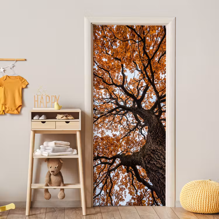 Boom - Bladerdak - Herfst - Oranje - Sfeervol deurposter klein -sfeer4