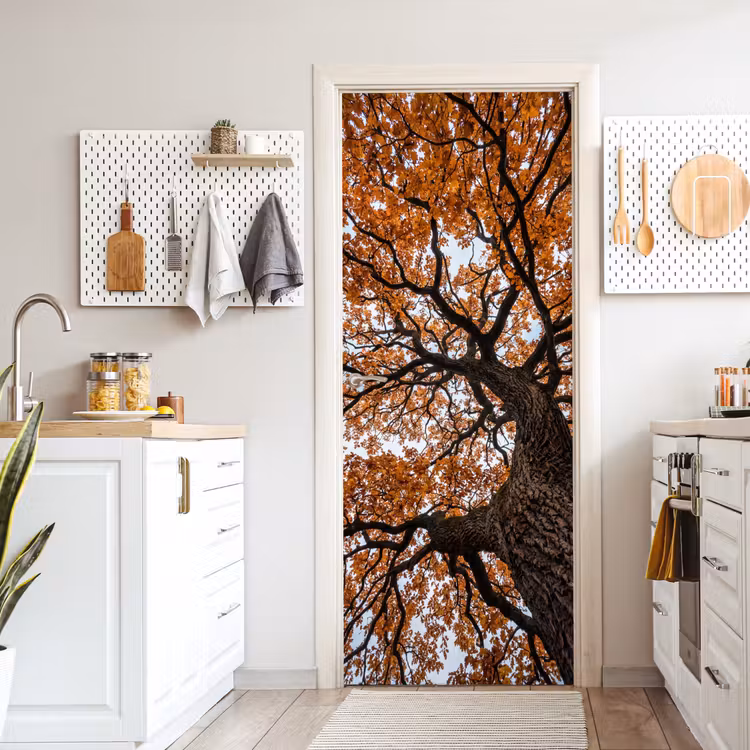 Boom - Bladerdak - Herfst - Oranje - Sfeervol deurposter klein -sfeer5