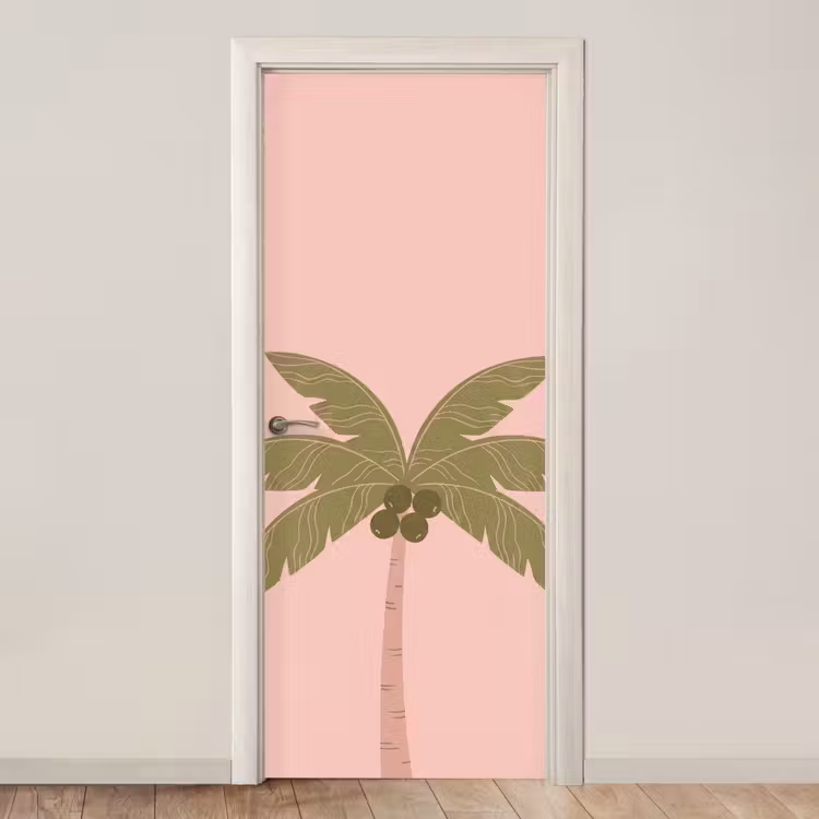 Boom - Palm - Natuur - Illustratie - Roze deurposter klein -3d_beige